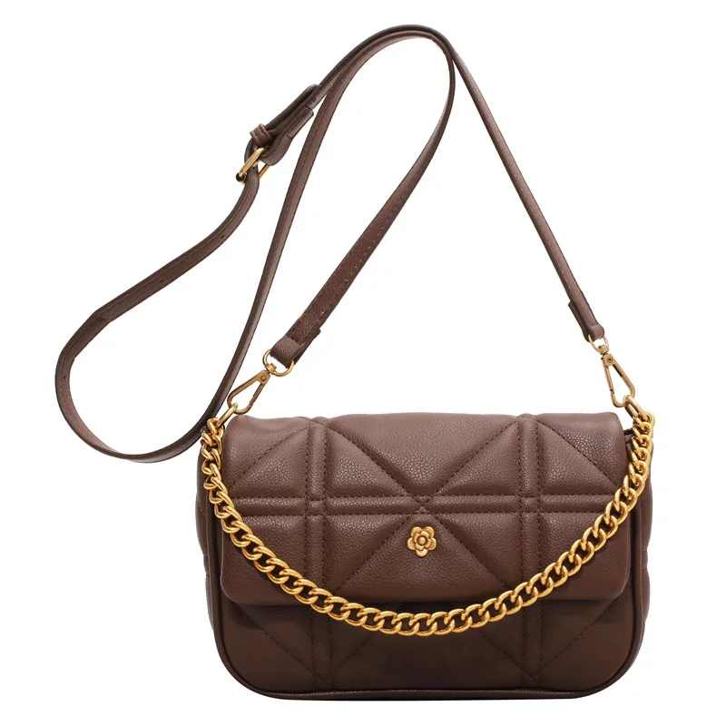 

Trendy Quilted Satchels Vintage PU Leather Rhombus Messenger Bag Women Diamond Square Handbag One Simple Cross-body Bag, Optional