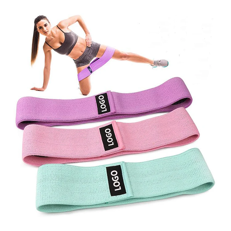 

Customized Fabric Cotton Fitness Workout Stretch Non Slip Hip Circle Booty Resistance Band for Deep Squat Glut, Green/pink/purple