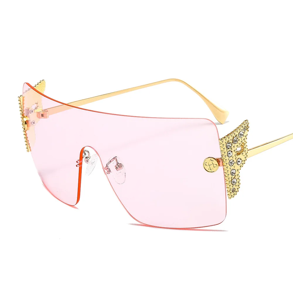

JH2571 new ins style fashion personality wings diamonds rimless sunglasses women 2021