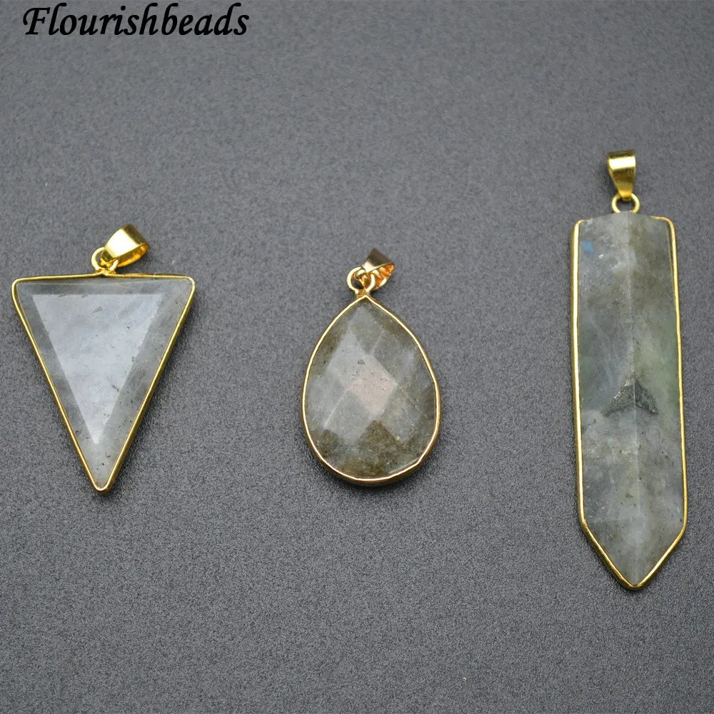 

Natural Labradorite Stone Pear Shape Stone Pendant Necklace making supplies