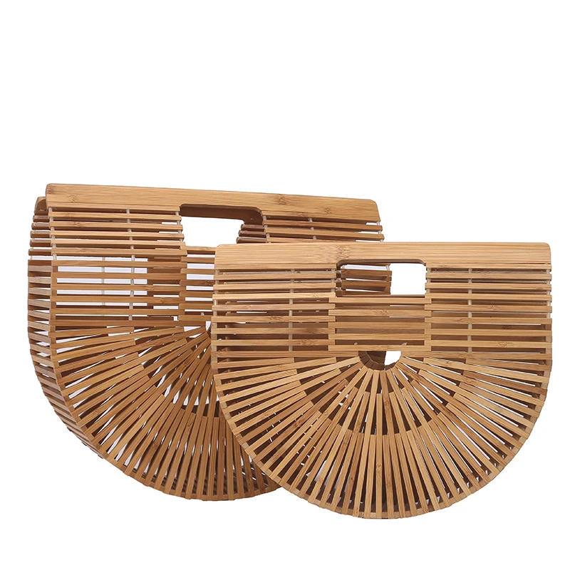

2021 Fashion New High quality Women's Designer Bamboo Weave Straw Beach Handbag, Primary