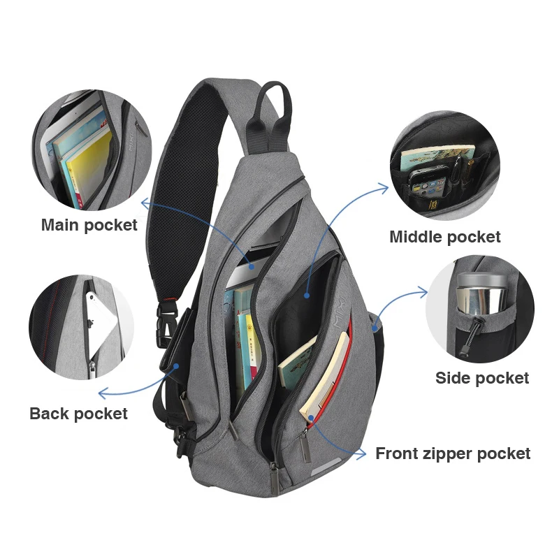 

Mixi Custom Waterproof Men Sling Bag Crossbody Messenger Shoulder Bags Small chest Backpack