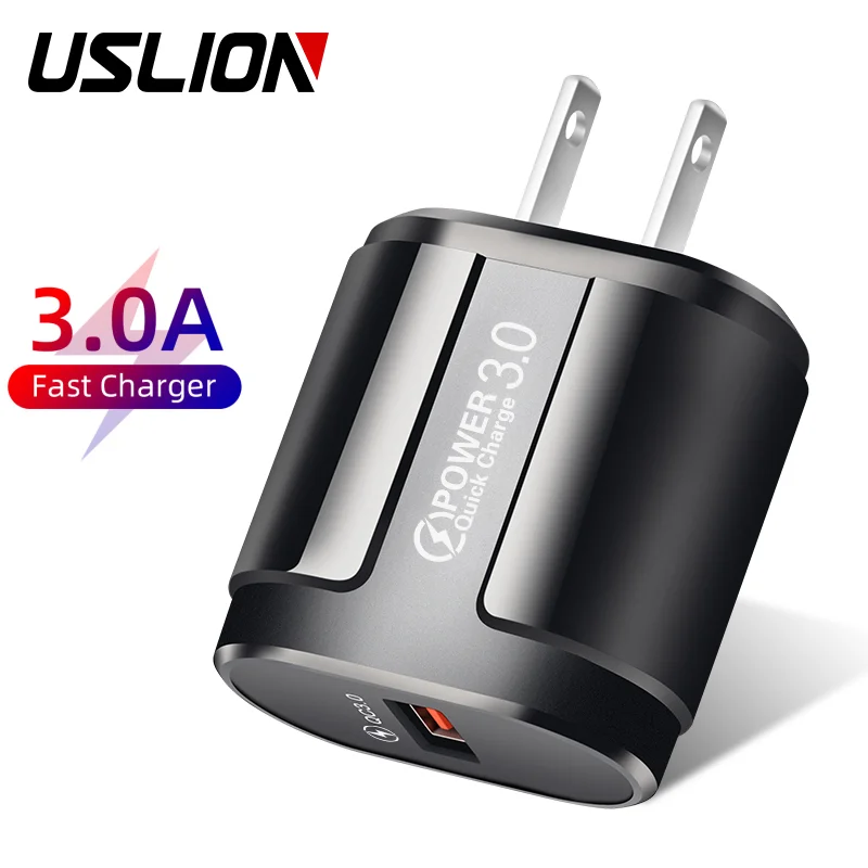 

USLION Square QC3.0 fast charge charger EU US Plug USB adapter for iPhone Travel Phone Wall Charger for Huawei