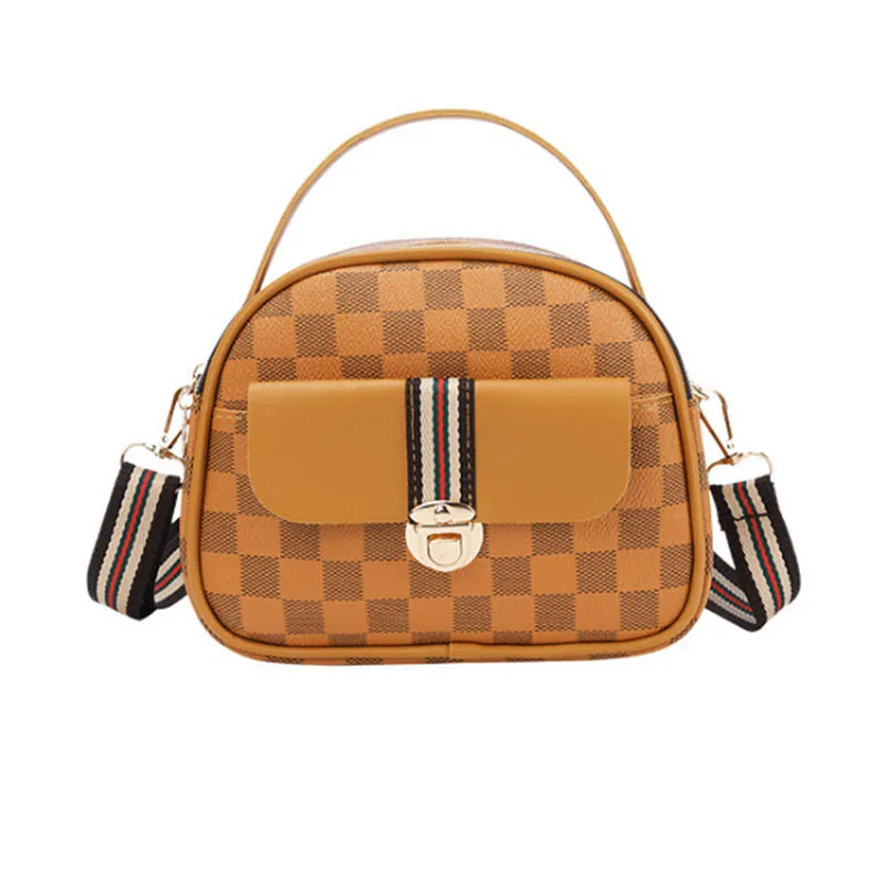 

wholesale 2021 small shoulder handbag PU checkered crossbody messenger bags for women