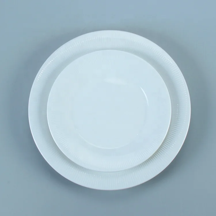 High quality plain white round hotel restaurant used dinnerware dinning dis...