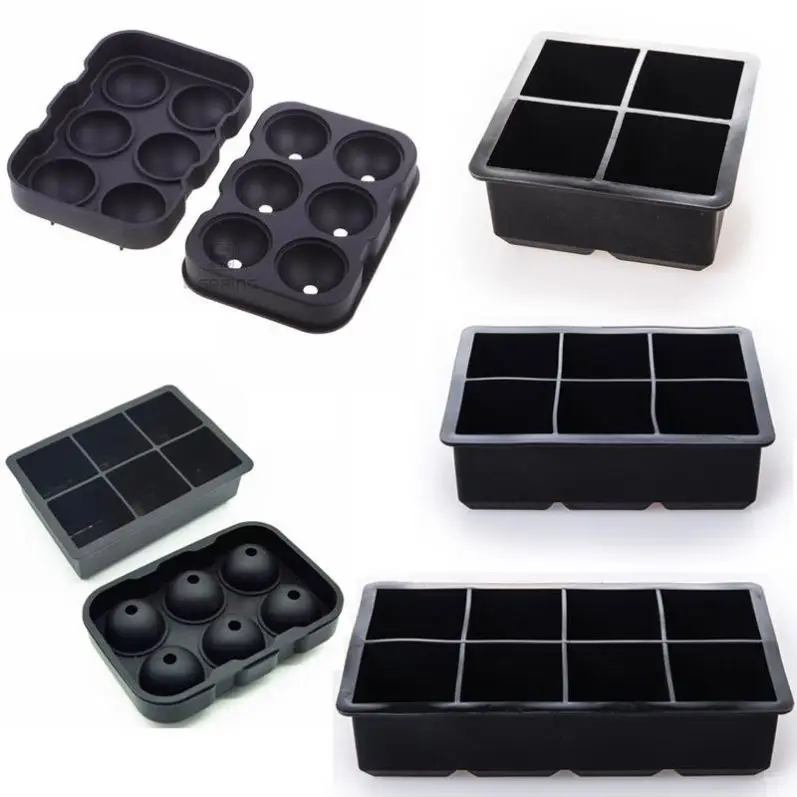

Amazon Hot Selling ice hockey ice tray round cube tray silicone ice cube tray with lids, Black, blue, green, customized color