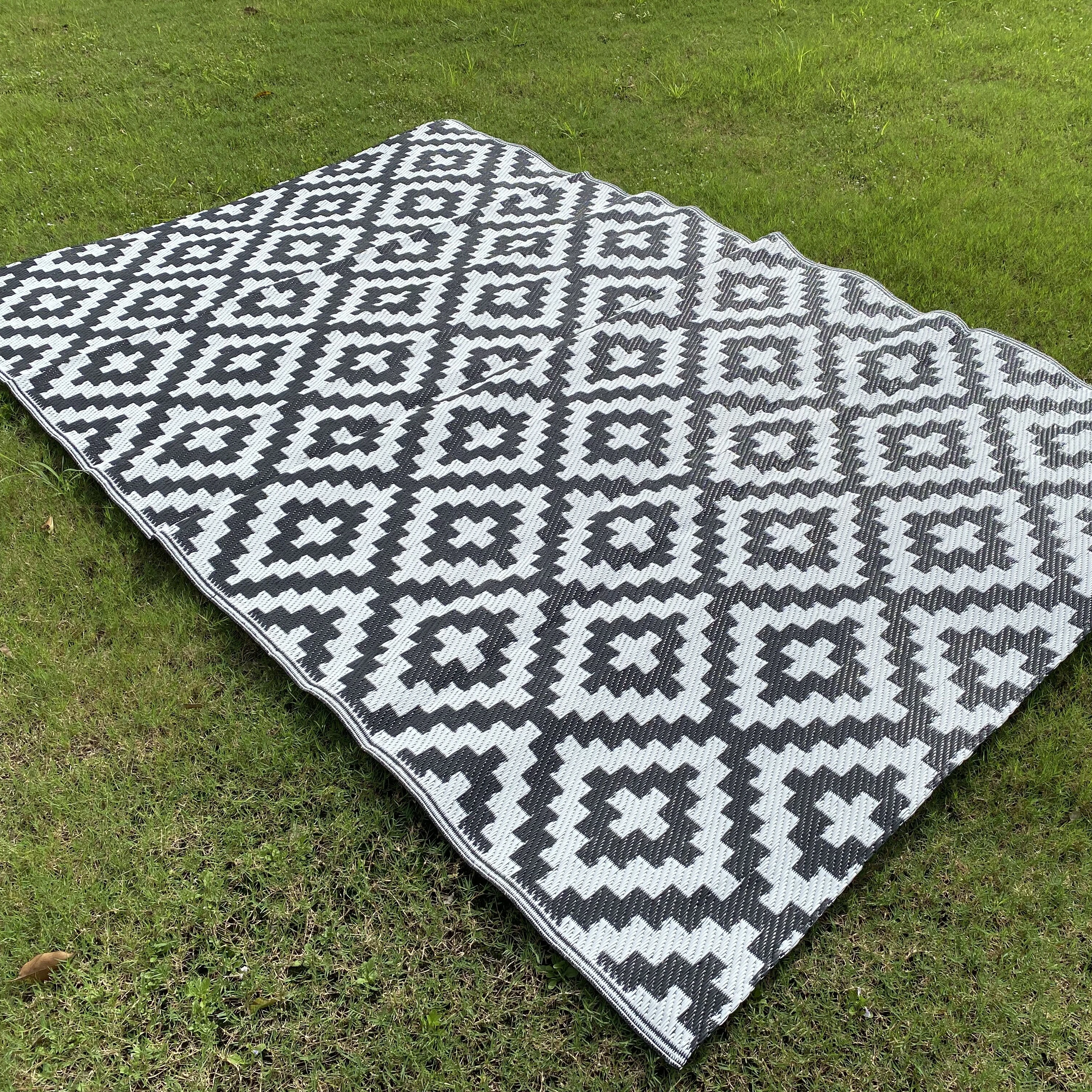 

Black color woven plastic picnic mats woven plastic straw rug RV mat, Any color can be available