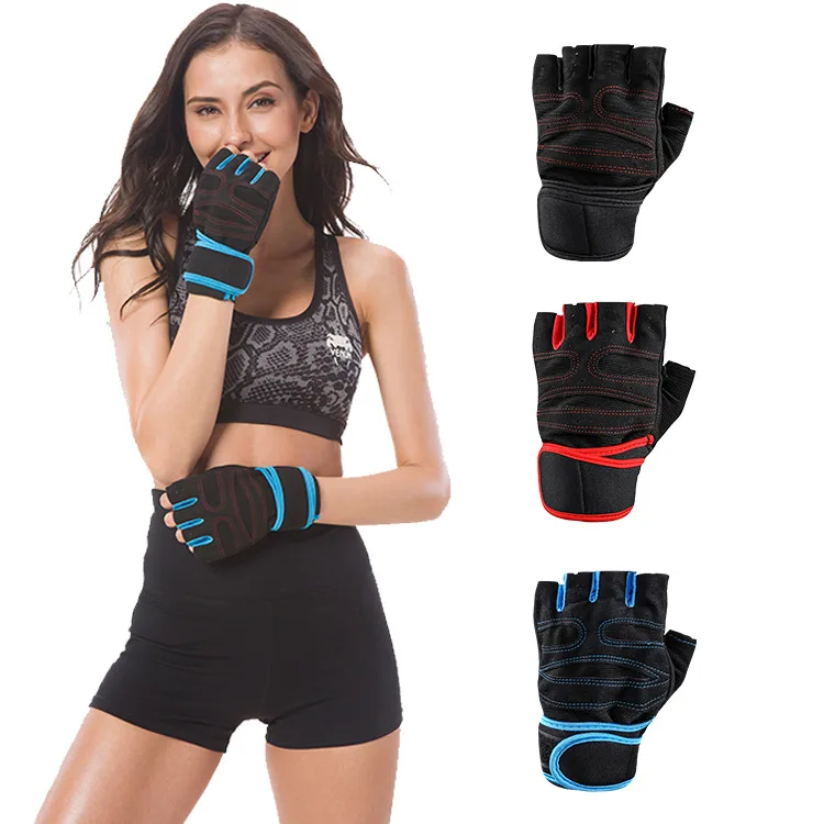 

Weightlifting Motorcycl Hand Guantes Deportivos Sports Gym Exercise Safety Fitness Racing Gloves, Black, red, blue