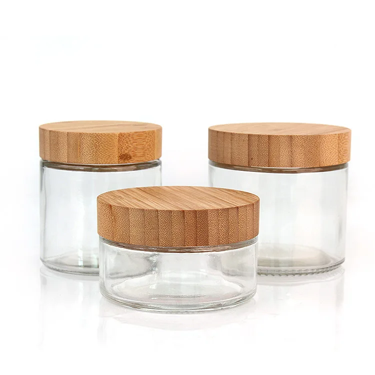 

110ml 120ml 220ml 300ml 660ml empty clear honey glass jars with bamboo lids