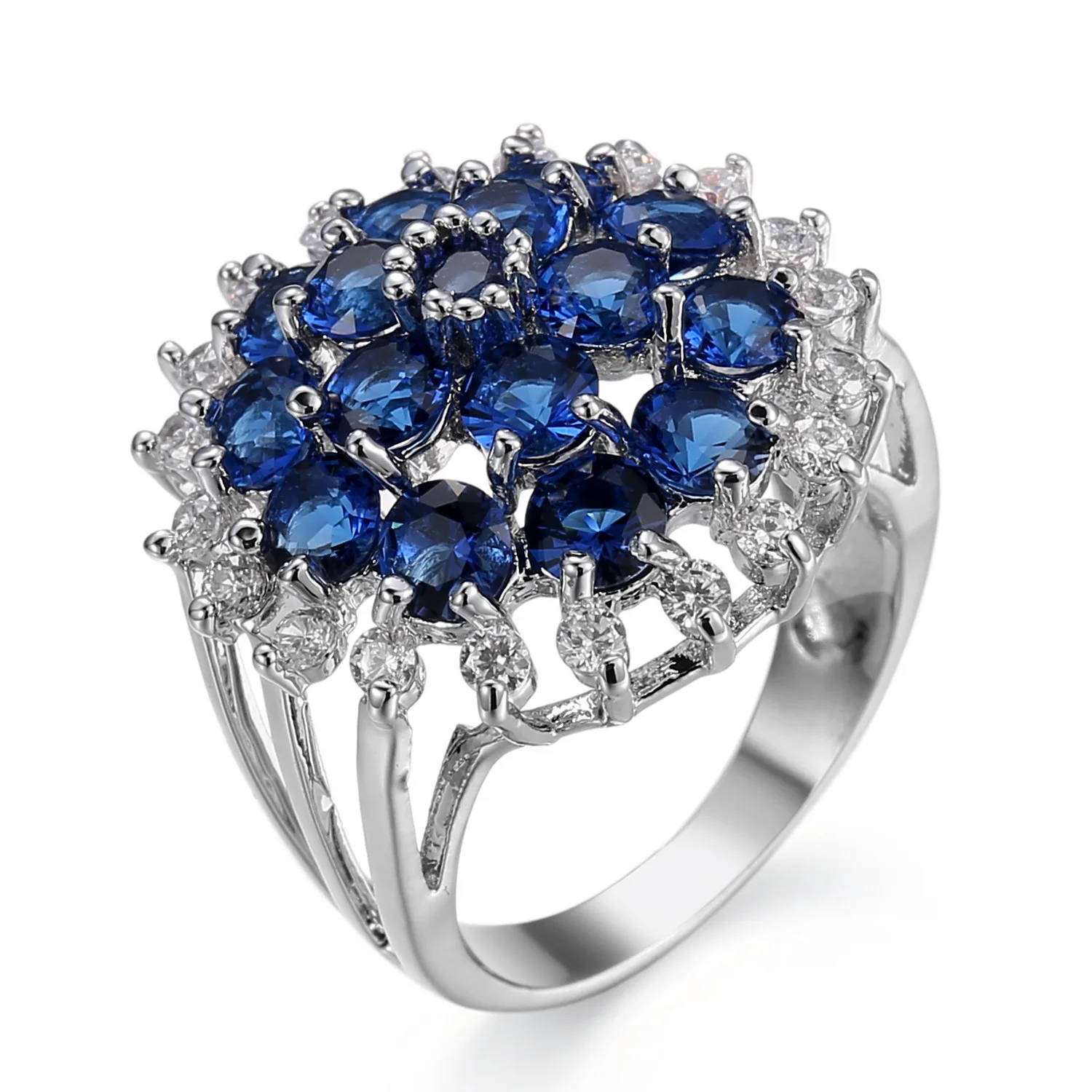

Anillo de bodas anillo led nail jewels bijoux inoxydable verpackung schmuck Purple zircon big flower lady zircon ring, Picture shows