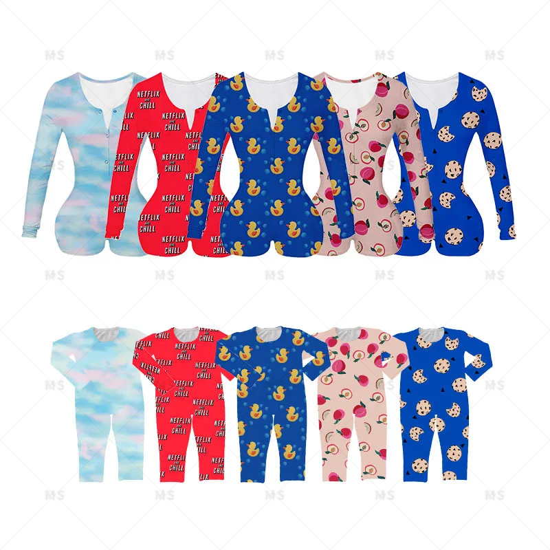 

2021 Factory direct sales onesie for women peaches mommy and me onesie sleepwear, Picture shows