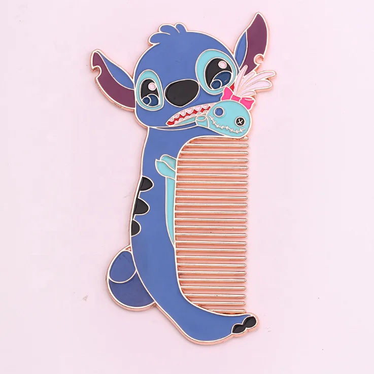 

New Arriving Portable Cartoon Design Stitch Metal Travel Comb Makeup Comb Gift Item