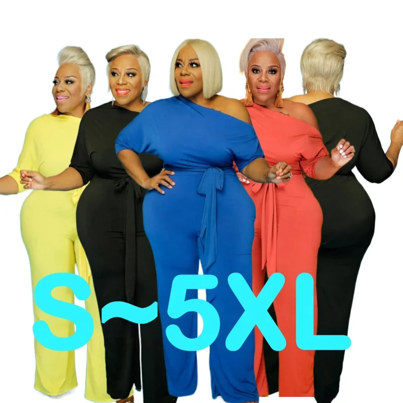 

2021 Spring Summer Autumn Fashionable Design One Piece Women Solid Color Casual Women Jumpsuite Plus Size
