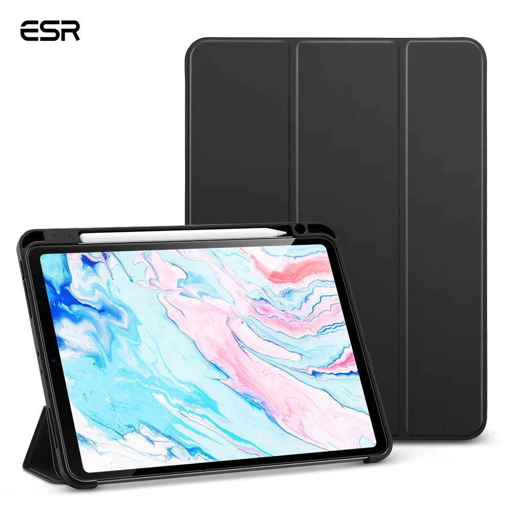 

ESR Flexible TPU Back Cover for iPad Air 4th 2020 with Rubberized Coating Side Pencil Holder Case For ipad 10.8 free shipping