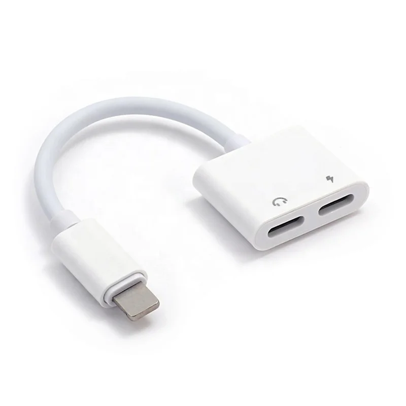 

Premium 2 IN 1 Adapter For iPhone Dual Audio Charging Adapter With High Quality, White