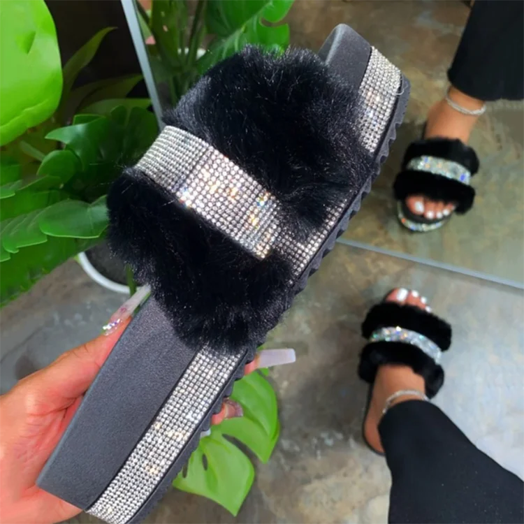 

Wholesale ladies shoes fur slides slippers women flat sandals outdoor slippers