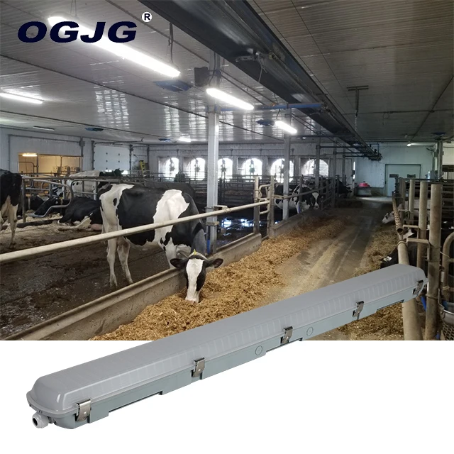 OGJG ip65 linkable pig cow farm lighting ceiling waterproof luminaires etl 5ft tri-proof led batten linear light
