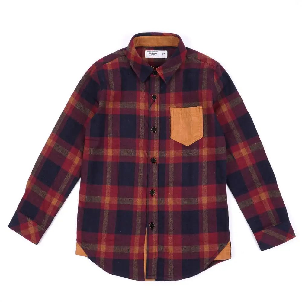 
Wholesale 6 months to 4 years old checked plaid long sleeve fall baby boys shirt 