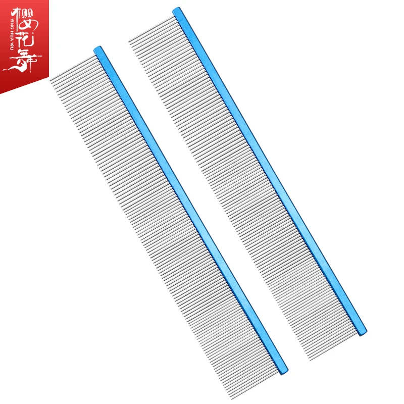 

Dense teeth pet cleaning brush colorful Stainless steel needle aviation aluminum Cat&dog comb handle blue comb