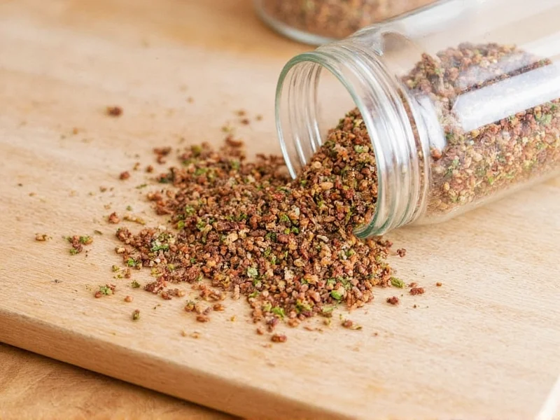 Homemade hamburger seasoning in mason jar with spices