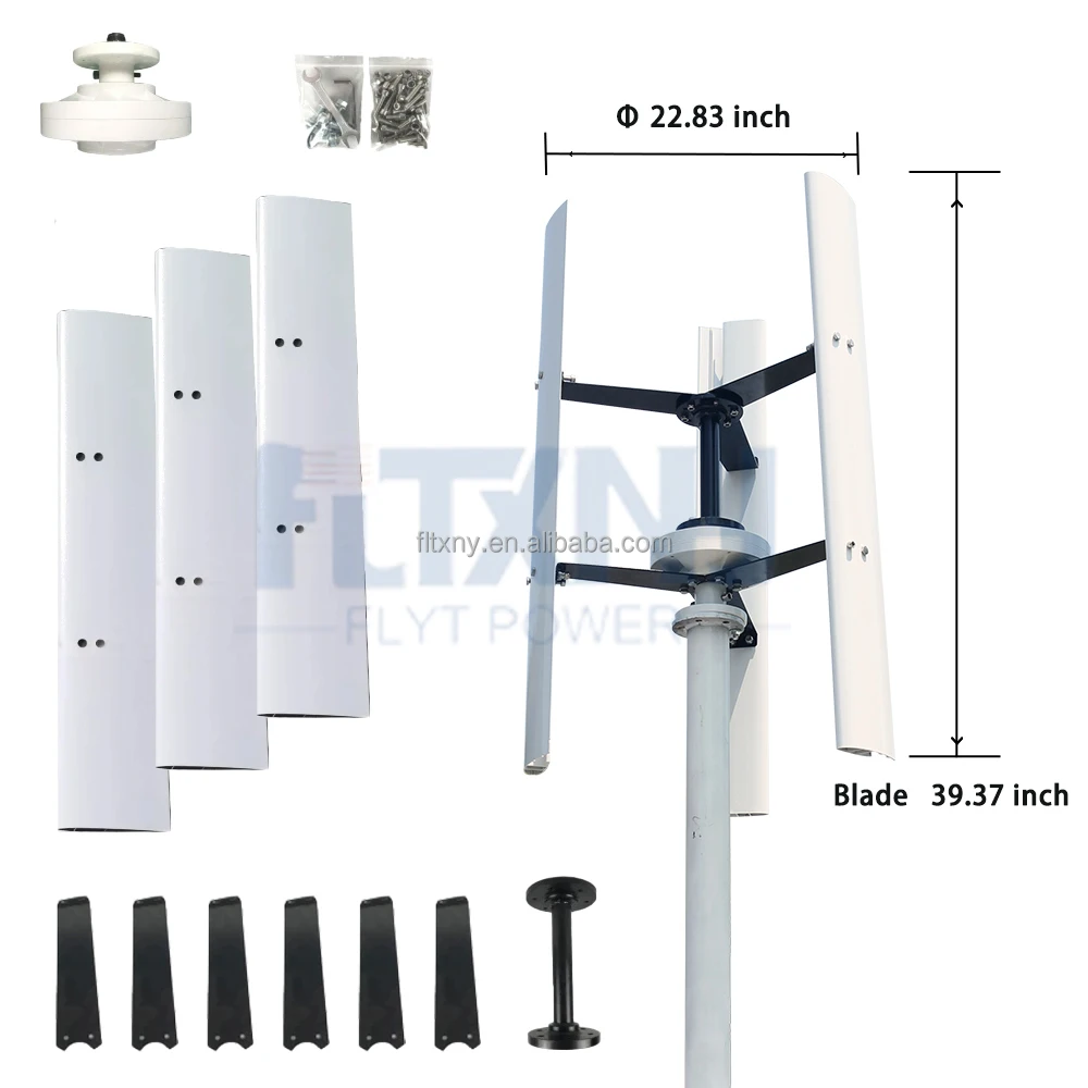 

China Factory 600w 800w 1kw 2kw 3kw 4kw 5kw 10kw 30kw Vertical Axis Wind Turbine VAWT Wind Power Generation System For Home Use