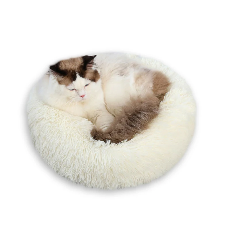 

Wholesale Custom Size Nonslip Washable Soft Round luxury Cotton Plush Pet Cat Dog Bed, As picture