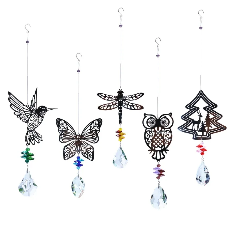 

Crystal hummingbird angel butterfly sun catcher wind chimes hanging for home garden decor