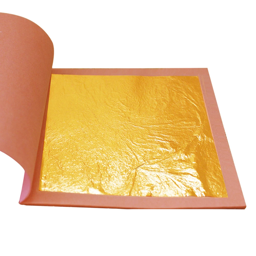 

8x8cm 25 Sheets/booklet Edible 24k Gold Leaf Foil Food Decor for Cake Backing Drink Coffee 99% Gold Leaf Sheet