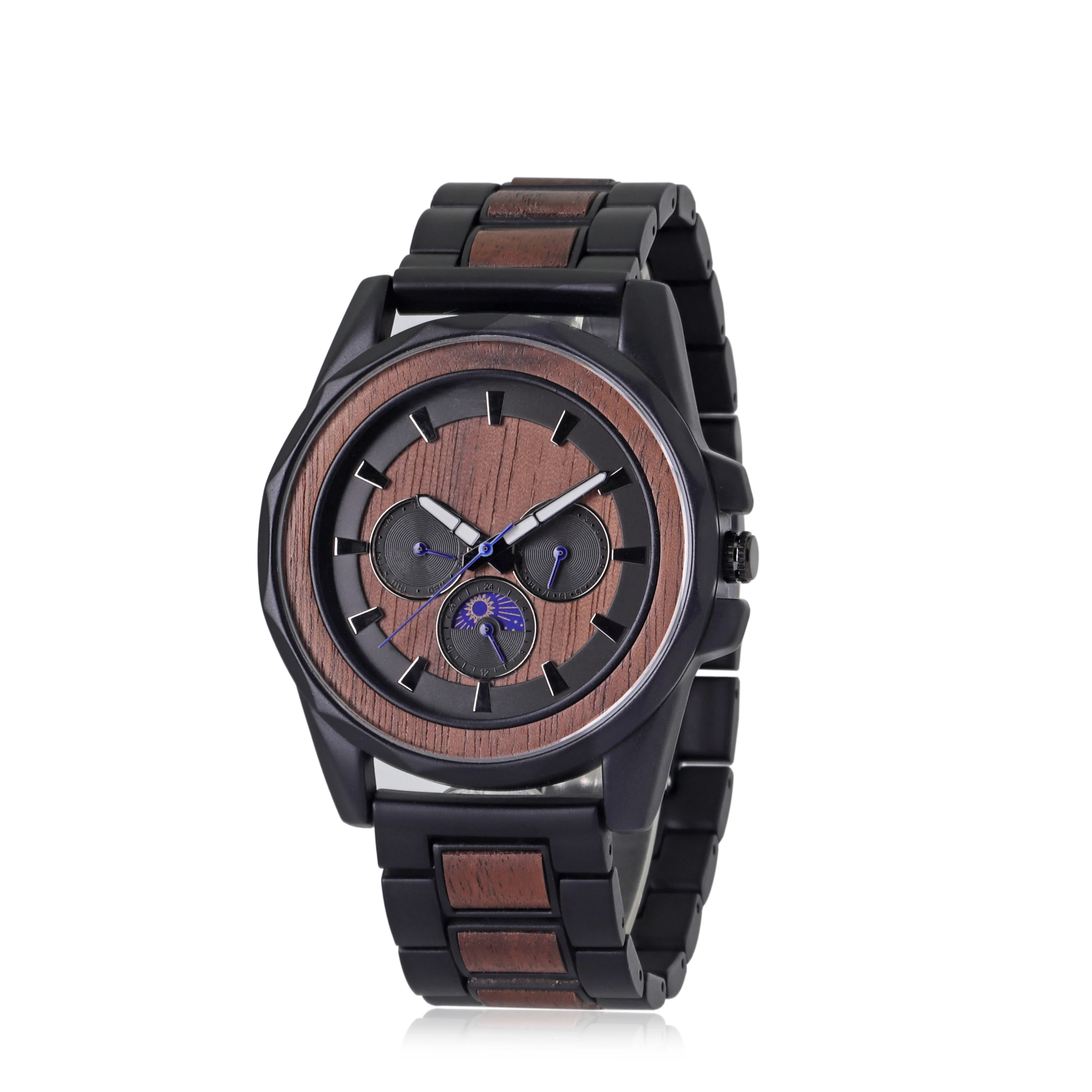 

ready to ship men wooden watch matched with stainless steel
