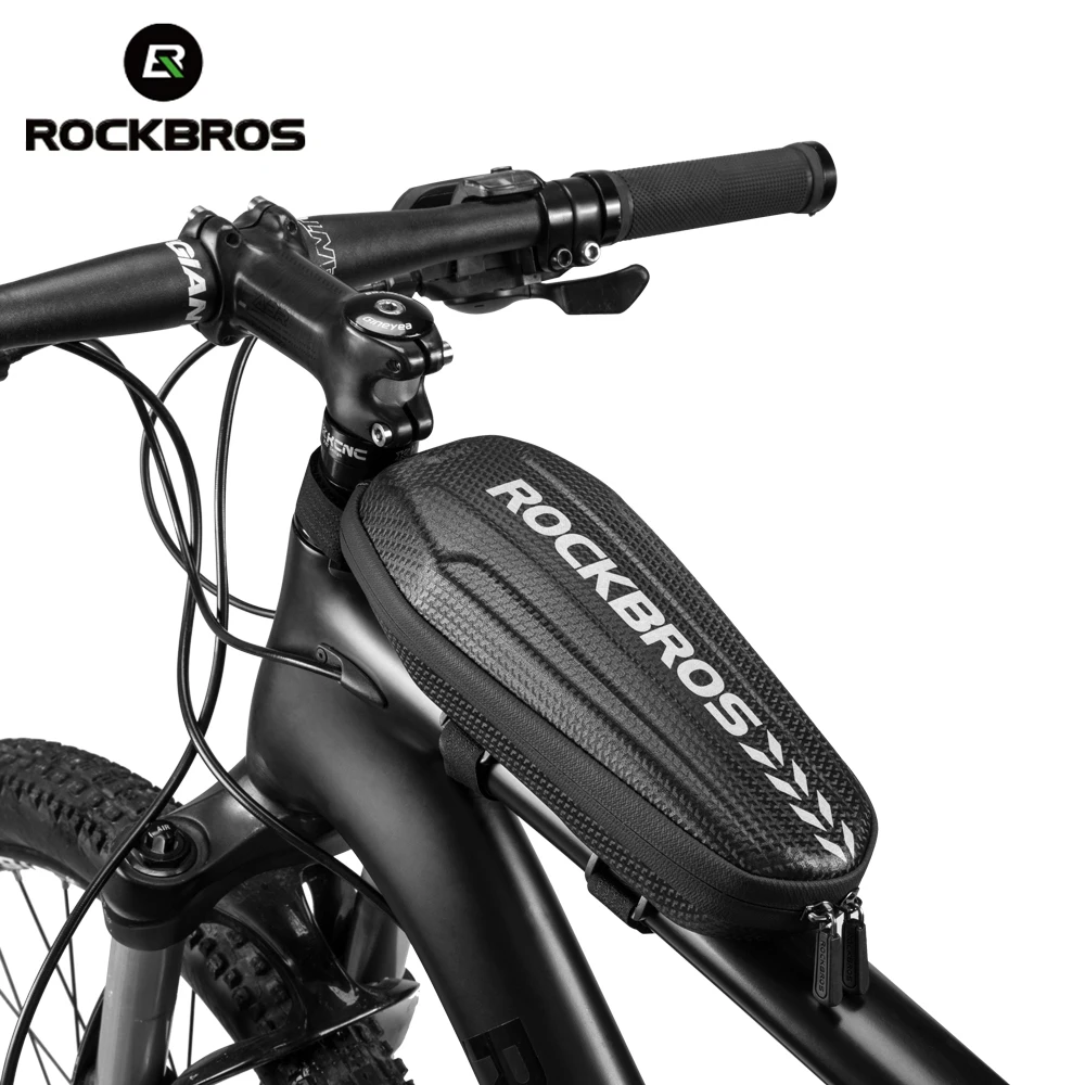 

ROCKBROS Hard Shell Front Frame Tube Bike Bag Rainproof MTB Road saddle Folding Bag Multifunctional Large Capacity Bicycle bag, Black