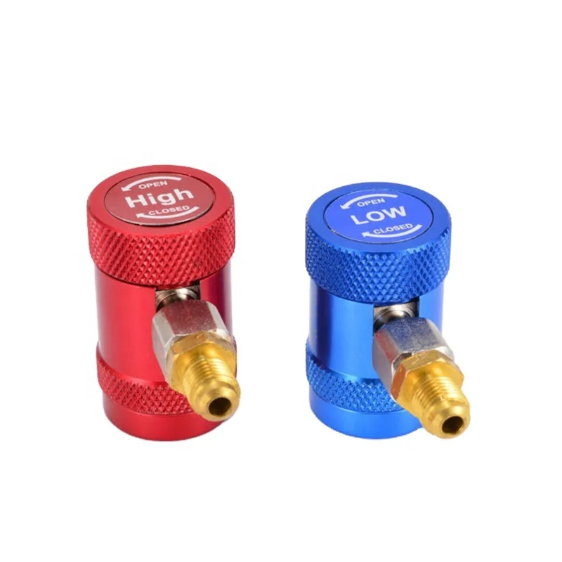 

Adjustable R1234yf Quick Coupler Connector Adapter with 1/4" SAE Fitting for High Low AC HVAC Manifold Gauge & Hose Set