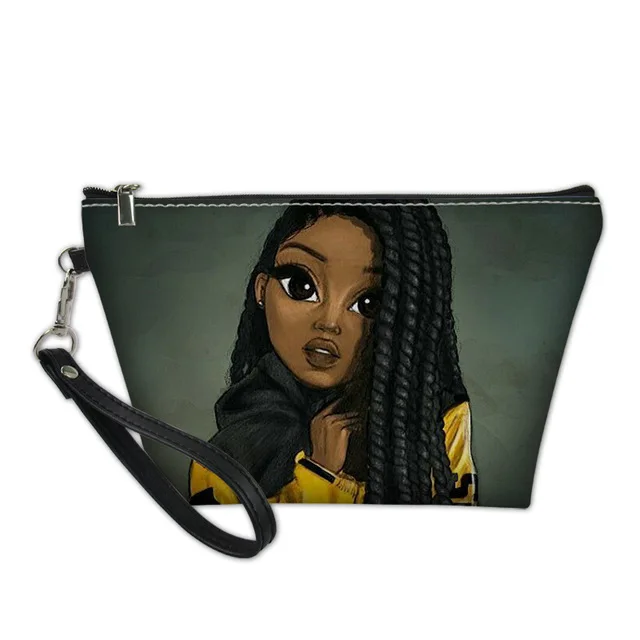
Travel Organizer Cosmetic Cases Women Black Art African Girl Printing Make Up Bags Ladies Wash Kit Bag Females Bolsa 
