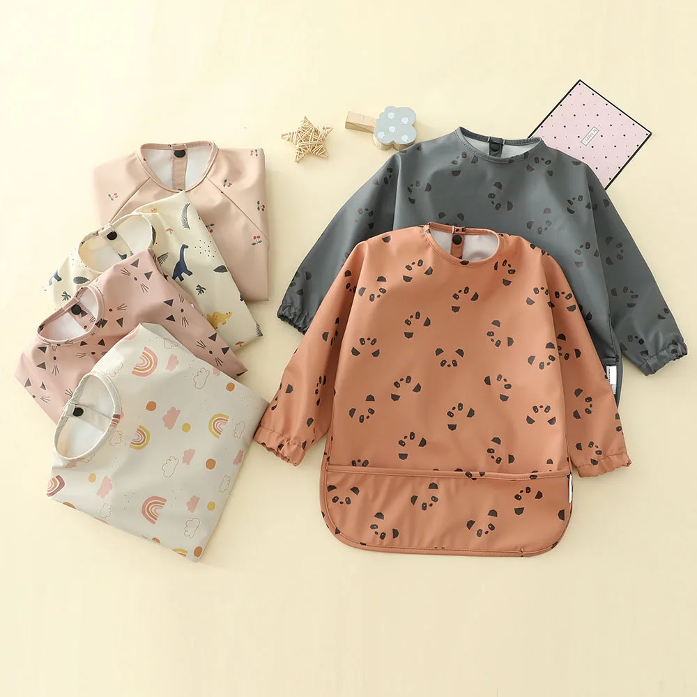 

Baby Anti-clothing Bib Waterproof And Dirt-proof Baby Long Sleeve Feeding Bib Cloth