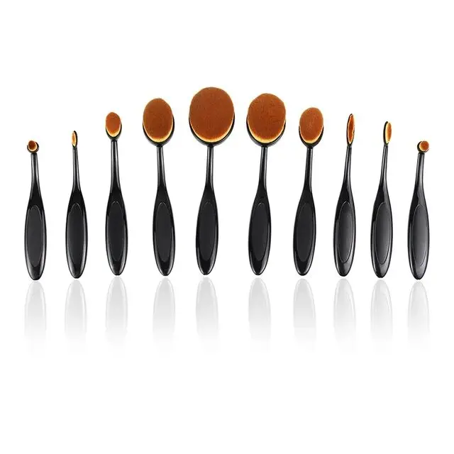 

10 Pcs/Set Toothbrush Shape Black Makeup Brushes Set Soft Nylon Wool EyeShadow Brush Foundation Brush Face Makeup Tools Boxed