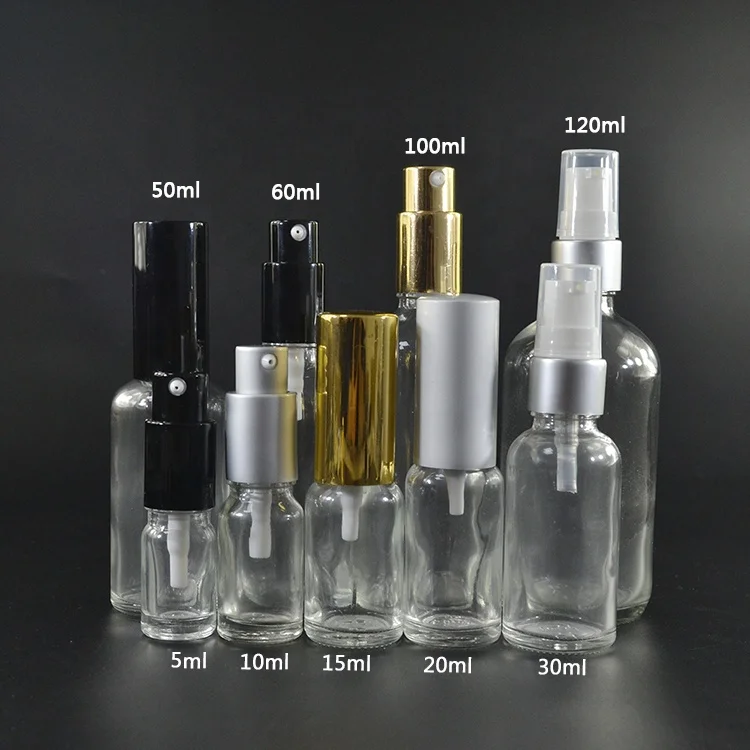 
wholesale 5ml 10ml 15ml 20ml 30ml 50ml 60ml 100ml perfume Spray Glass Bottle with serum toner atomizer dispenser 
