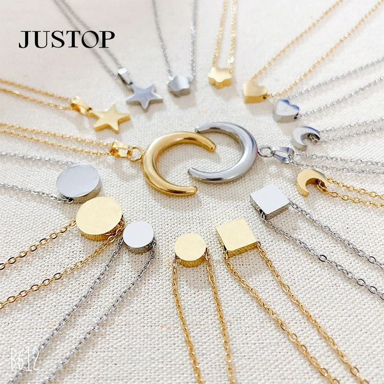 

Wholesale Women Jewelry Crescent Moon Stars Multiple Types 18k Gold 925 Sterling Silver Pendant Necklace