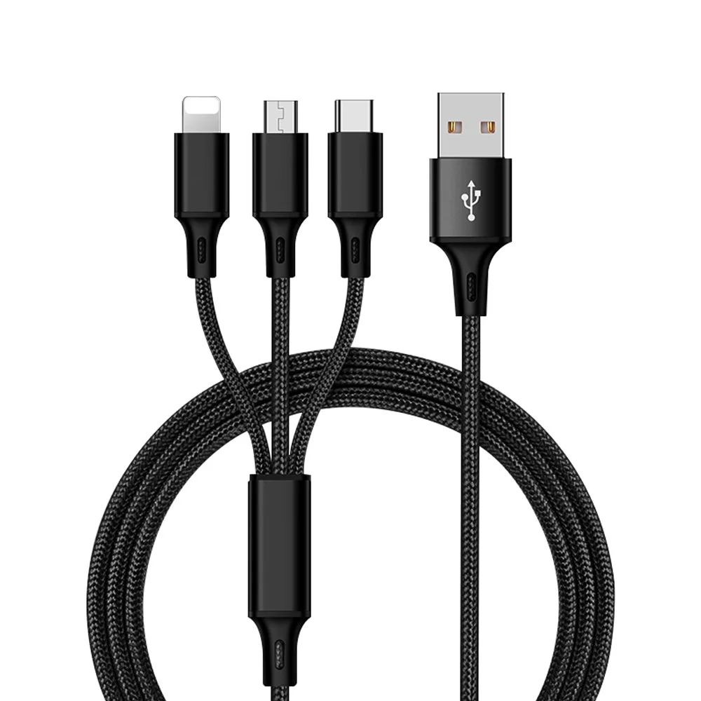 

OEM High quality 3 in 1 usb charger cable, Golden