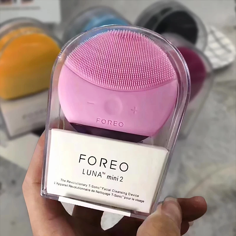 

Facial Cleansing Brush Massager Waterproof 3 Mini 2 Silicone Electric Facial Face Brush, Pink/grey/red/yellow/blue