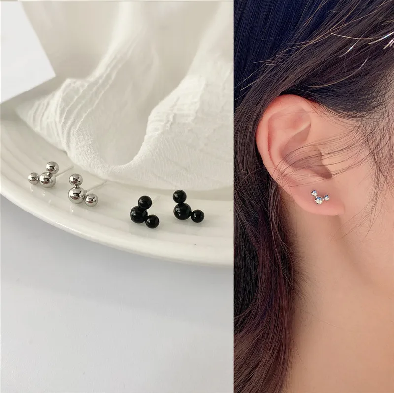 

S925 silver needle small earlobe suitable for mini simple geometric earrings personality small earrings earrings women