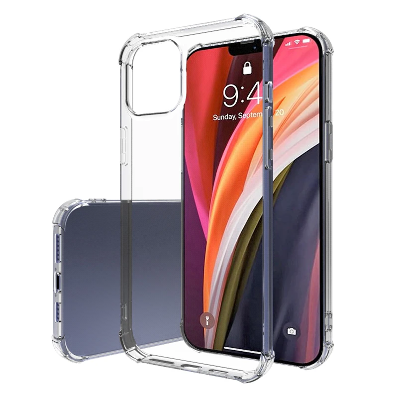 

luxury anti fall phone airbag tpu for iphone 12 pro max mini silicone cover phone crystal waterproof shockproof clear case, Transparent