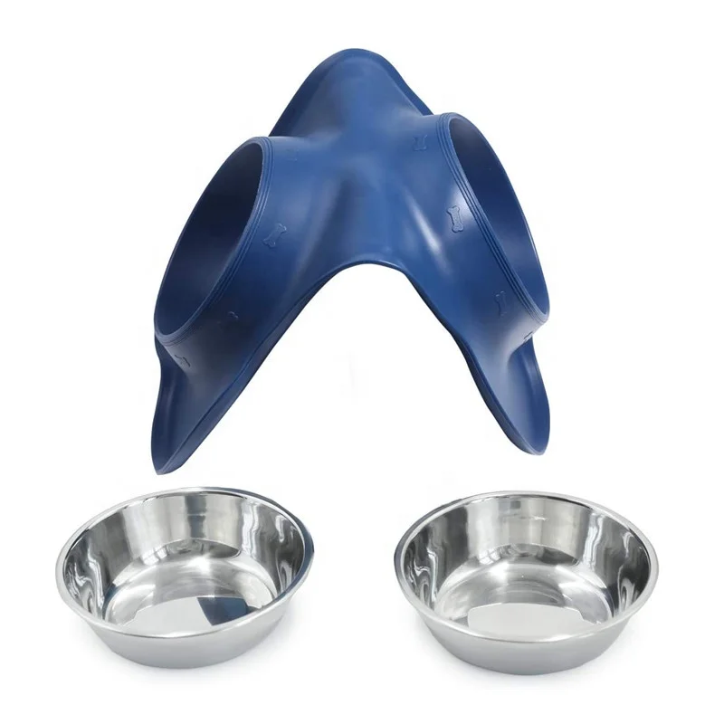 custom Silicone connected dog bowl collapsible silicone bowls for pet