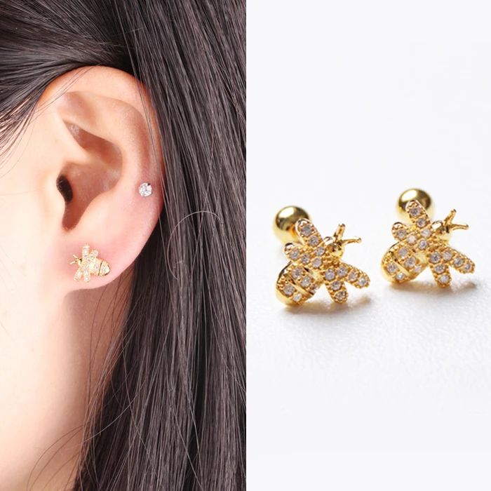 

New arrival Stainless Steel Piercing 3D Bee Animal Helix Cartilage Earrings