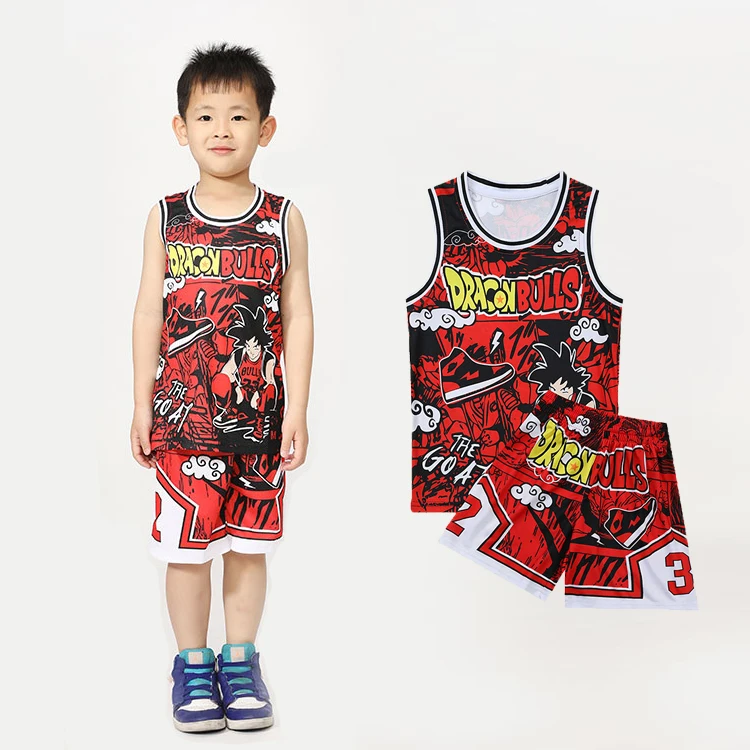 

2021 Latest Design Sublimation Dragonballs Color Kids Basketball Jerseys Uniform, Different color can be customized