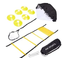 

Amazon hot sell Soccer equipment speed training set with Resistant parachute 12 rungs speed agility ladder with 6 field cones