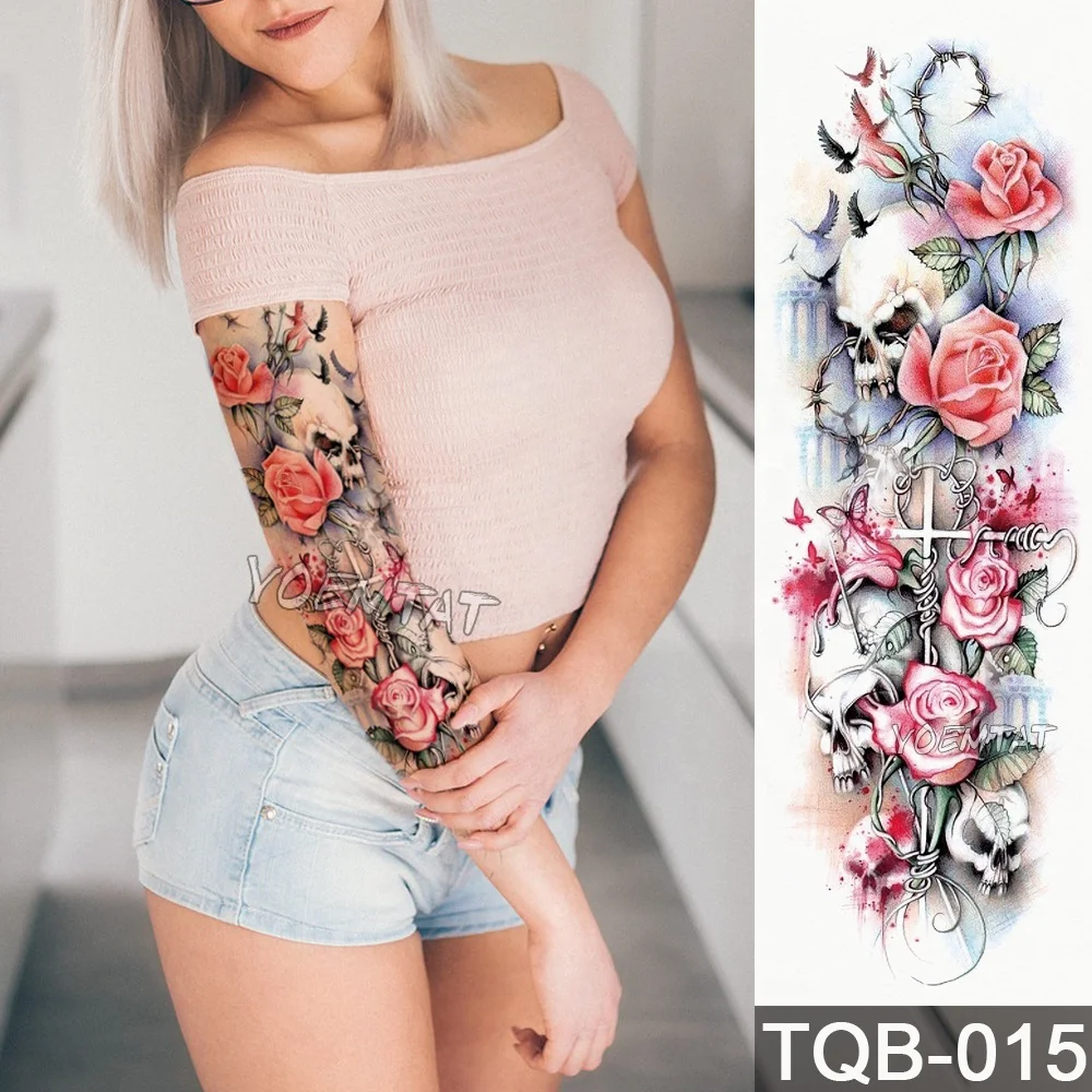 

OEM full arm sleeve roses patterns temporary tattoo sticker, Cmyk