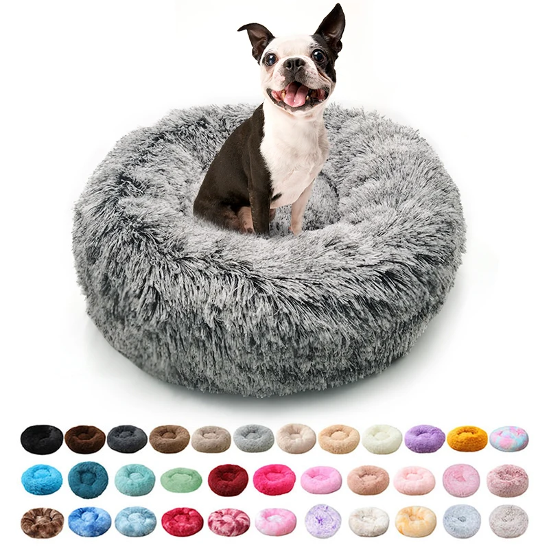 

Faux Fur Pet Comfortable Washable Super Soft Donut Pet Dog Cat Bed for Large dog Warm Round Customized Fluffy Plush Dog Bed, Different color for choice or customized