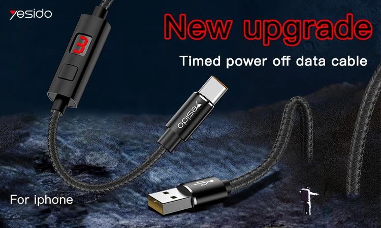Timed Power Off 8 Pin 2.4A Charger Date Cable Cable Led Displayed Light Timing Charging Usb Cable For Iphone