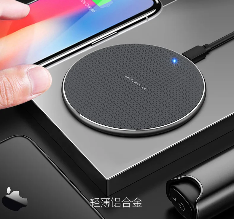 

2021 hot 10W LED qi wireless charger Fast charging Mobile Phone Universal Charger for smart watch phone and Android