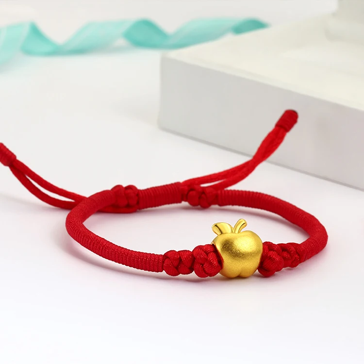 

999 Pure Gold Apple Red String Couple Bracelet Christmas Eve Christmas Shop Promotion Event Gold Gift