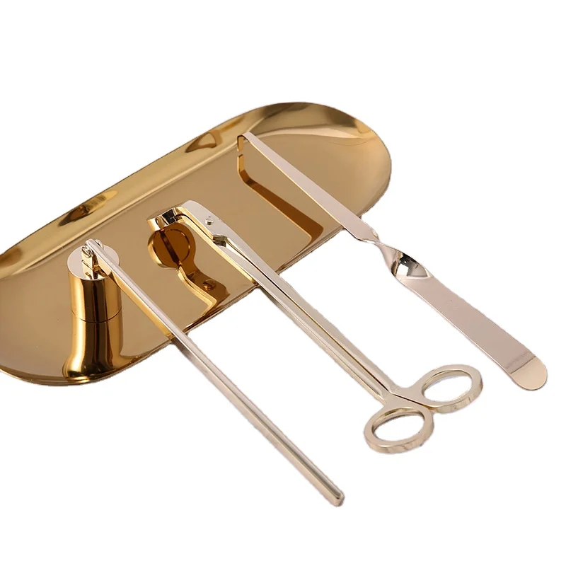 

Wholesale luxury candle scissors metal stainless steel wick trimmer candle tool sets